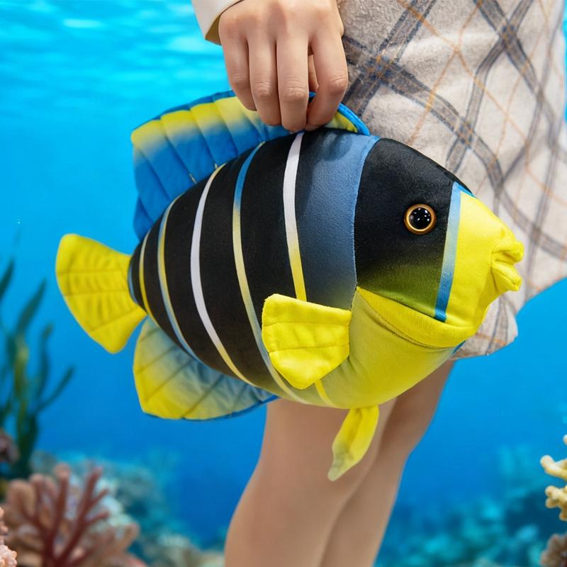 36cm Tropical Fish Simualtiopn Marine Organisms Lifelike Colorful Stripes Fish Aquarium Souvenir Birthday Gifts