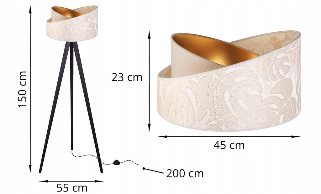 Floor Lamp Standing Tripod Wooden Lampshade Pattern