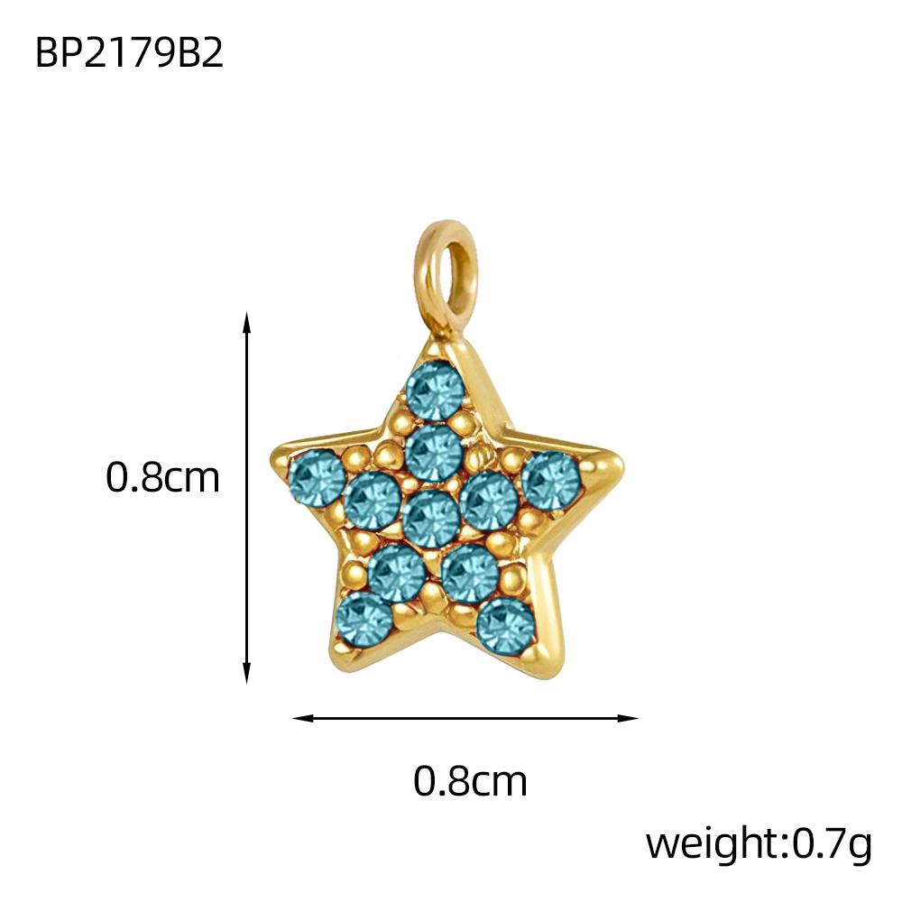 CARLIDANA DIY Handmade Moon Stars Colorful Zircon Accessories Charm Stainless Steel Gold Plated Pendant Fashion Jewelry Necklace