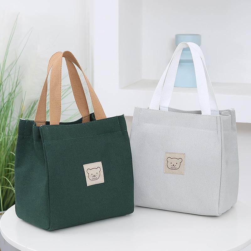 Fashionable Canvas Bag Handbag Bento Lunch Box Small Cloth Bag Hand Held
