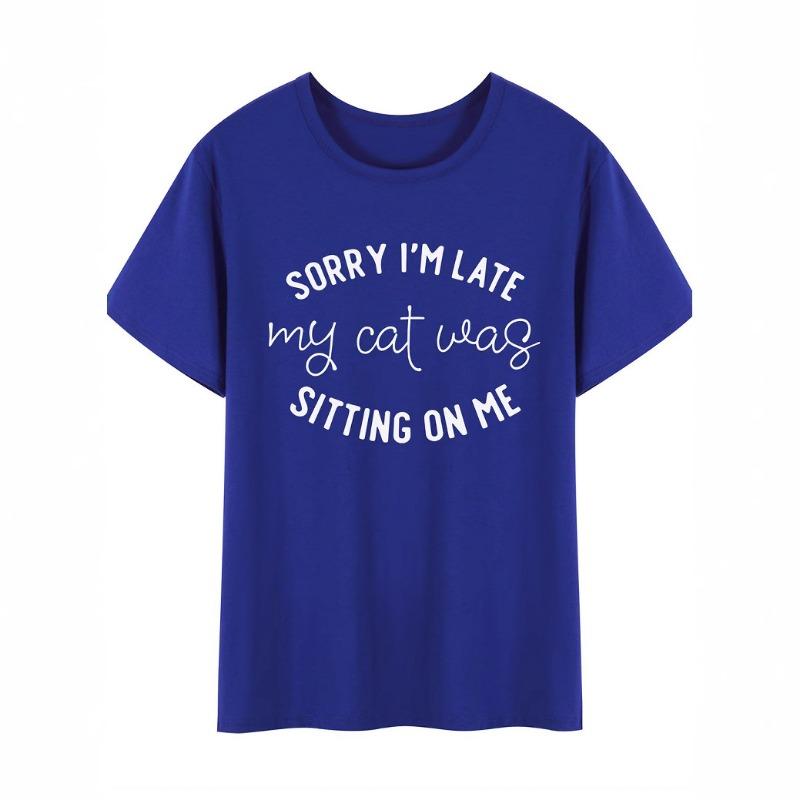 

Летняя мужская повседневная футболка из чистого хлопка с надписью «Извините, я опоздал» Футболки с надписью «Женщины» XXXL