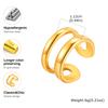 Stainless Steel Double-layer Geometric Women's Rings, 18K Gold Color Opening Chunky Ring, Waterproof Party Jewelry Gift