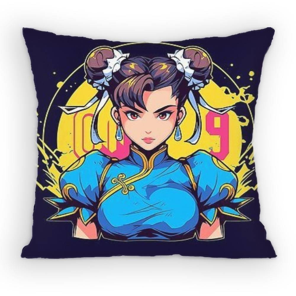 ChunLi Game SStreetFfighters Pillow Case Antidustmite Pillowcase Invisible zipper silky short plush Sofa cushion cover