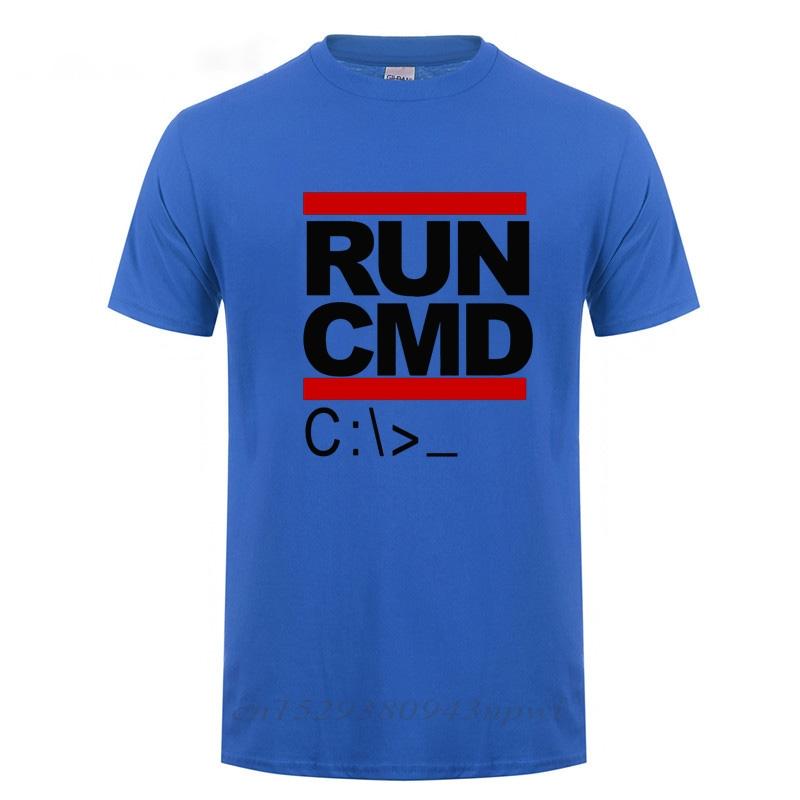 Run Cmd Computer Programmer Tshirts Funny Birthday Gift For Man Boyfriend Husband Summer 2023 Short Sleeve Cotton T-Shirt