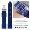 20mm 22mm Curved End Rubber Watchband For Casio Swordfish Seiko Tissot Omega Silicone Sport Waterproof Watch Band Bracelet Strap