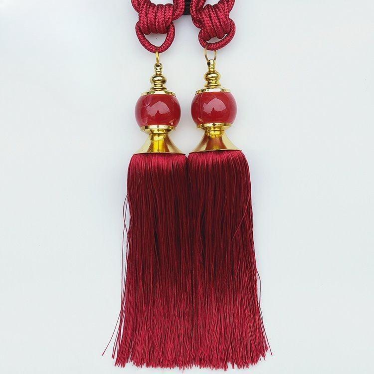 

Jade Pendant Curtain Tiebacks Tassel Fringe Hanging Balls Living Room Bedroom Window Décor Tying Ropes