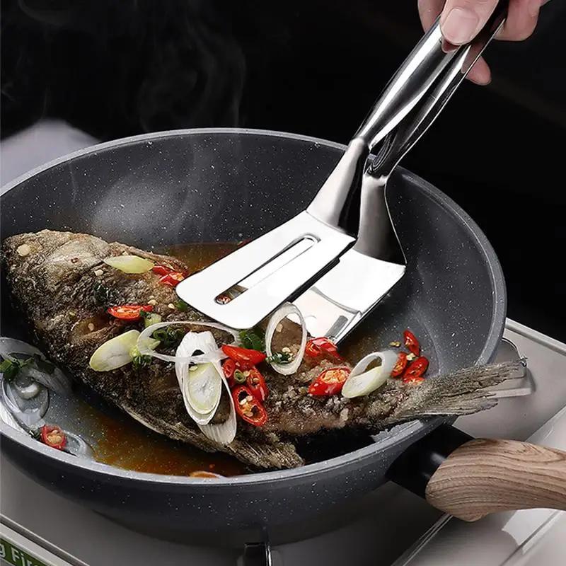Stainless Steel Frying Shovel Clip Multifunctional Steak BBQTongs Pancake Fried Pizza Steak Fish Spatula Bread Kitchen Tool