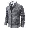 Autumn and Winter Men's Fashionable Plaid Jacket Trendy Stand Collar Slim Long Sleeve Casual Sweater Top