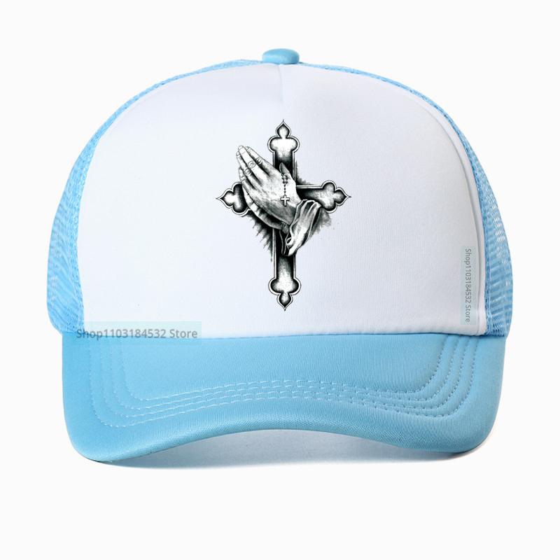 Christelijke Gebed Jezus mesh honkbalpet outdoor casual sport zonneklep zomer verstelbare truckerpetten