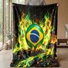 Coperta in Flanella Stampata Calcio Brasile Amica della Pelle Calda Decorativa Plaid per Divano Letto Interno Uso Quotidiano