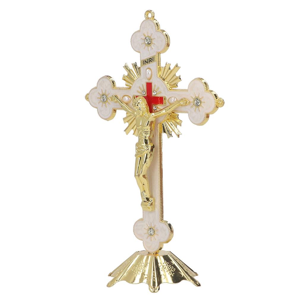 Metal Enamel Crosses Enamel Coating Anti Rust Gold White Crosses Wall Decor for Dining Table