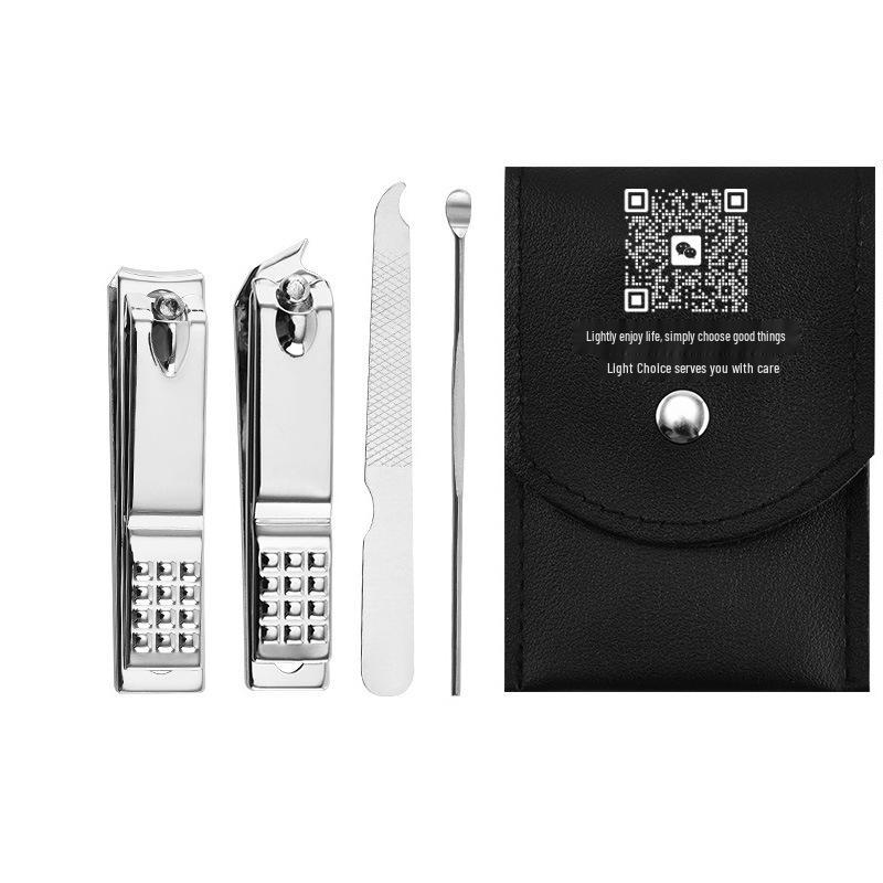 Custom 4-Piece Stainless Steel Nail Care Set: Clippers, Ear Pick, File, and Gift Option