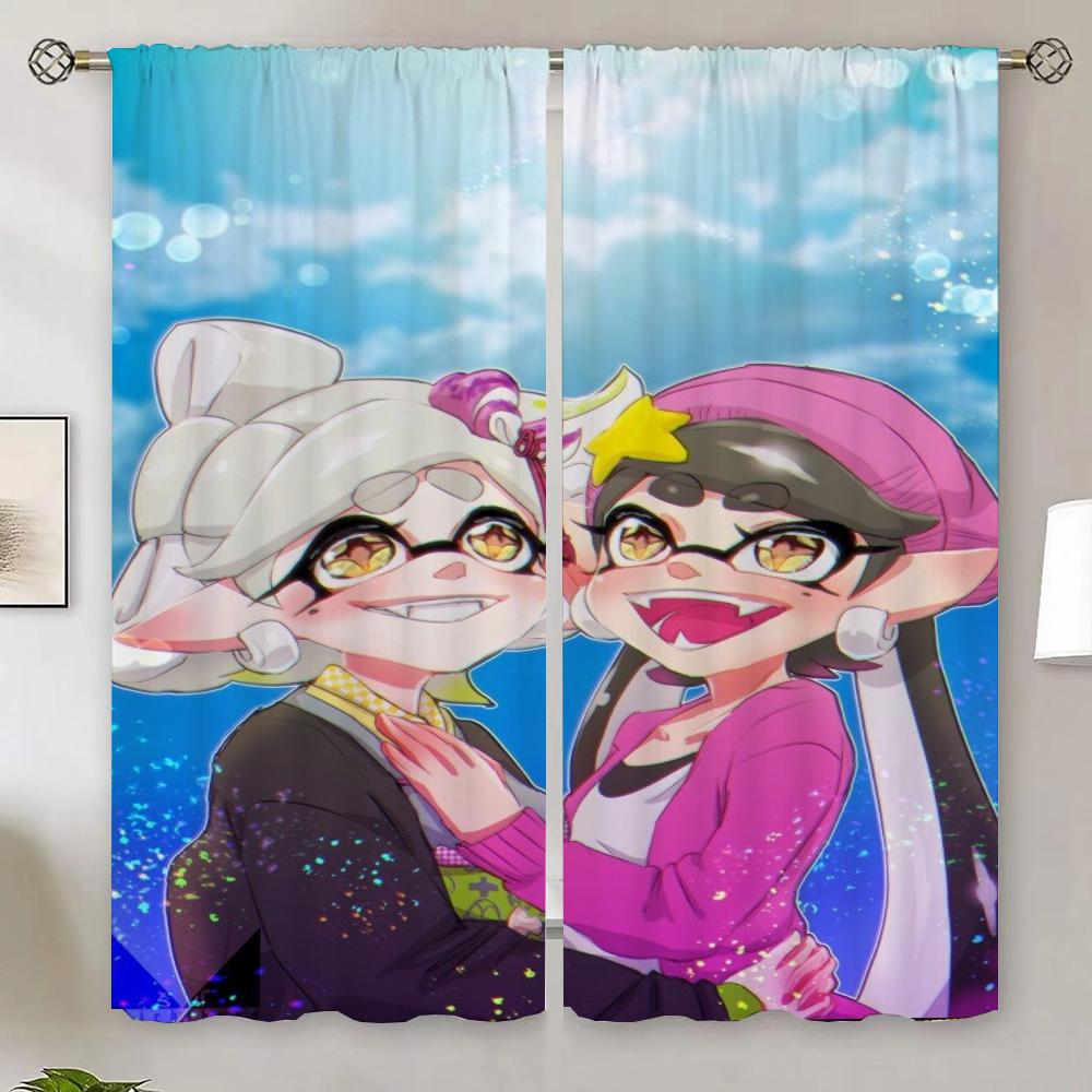 Splatoon Küchenvorhänge für Wohnzimmer 2 Elegante Stücke Verdunkelungsvorhang 100% Günstige Dinge mit Kostenlosem Versand für Heimjalousien