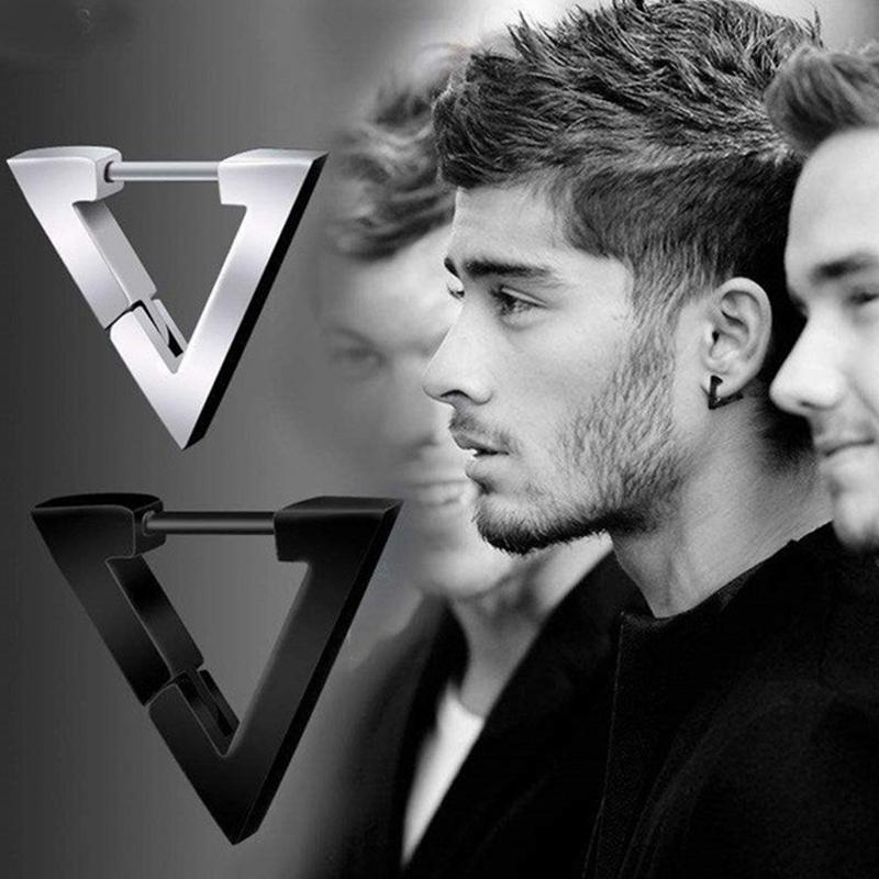 1 Pair/4 Pairs Triangle Hexagon Earrings for Men Women Geometry Hex Huggie Stainless Steel Modern Unique Earring Unisex Jewelry
