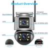 4K 8MP Wifi Camera PTZ Outdoor Dual Screens Human Detection Dual Lenses 4MP Security Protection IP Camera Audio iCSee App