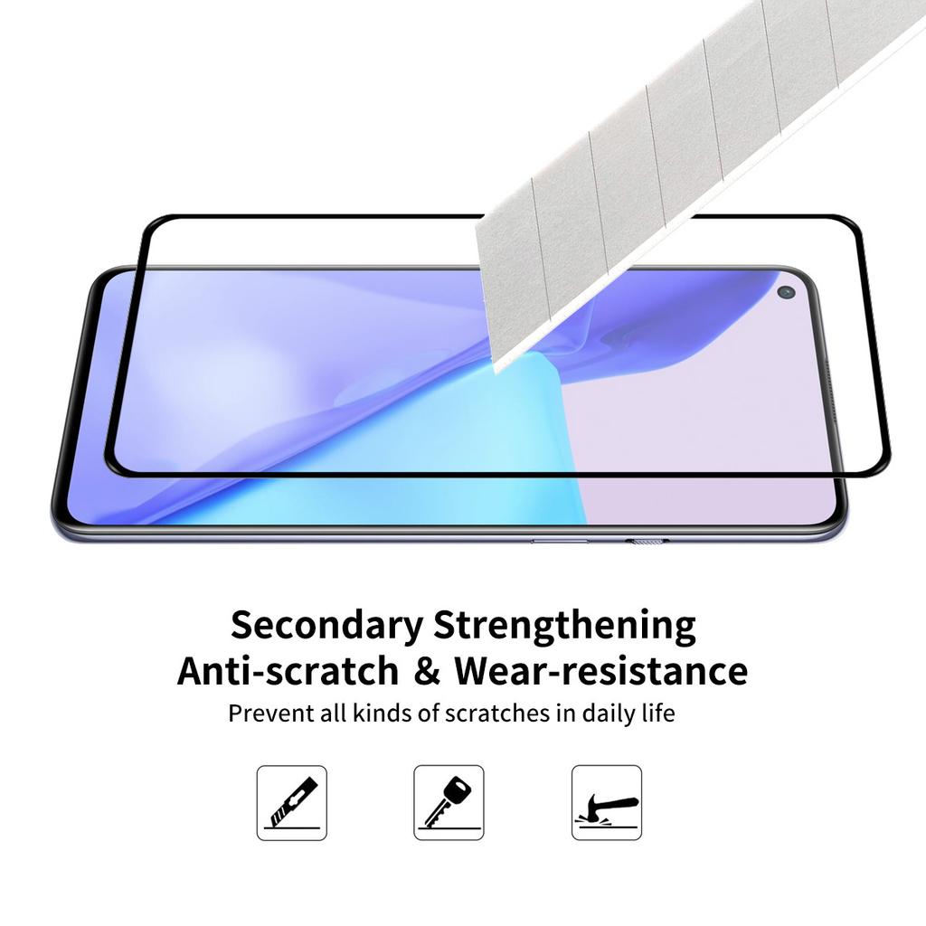 HAT PRINCE 2Pcs 0.26mm 9H 2.5D Tempered Glass Film Screen Protector [Full Glue] for OnePlus 9 (EU/US/CN/IN Version)/9R