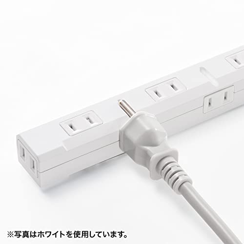 SANWA SUPPLY Power Strip, 11 Outlets, 2P, 1m, Slim, 180° Flexible Cord, Powerful Neo Magnet, Dust Shutter, Fixing Hook, Black, TAP-SLIM11-1BK