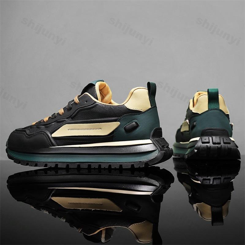 Fashion Mens Casual Shoes 2025 Autumn New  Comfortable Thick Sole Mixed Colour Outdoor Breathable Anti Slip Male Sneakers Retro Footwear