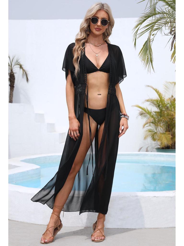 European & American Women's Lace Stitch Cardigan: New Seaside Vacation Sun Protection Cover-Up
