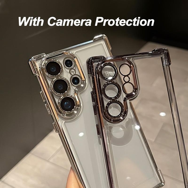 Transparent Phone Case For Samsung Galaxy S26 S25 S24 Ultra Plus S26Ultra Cases Plating Shockproof Bumper Clear Cover