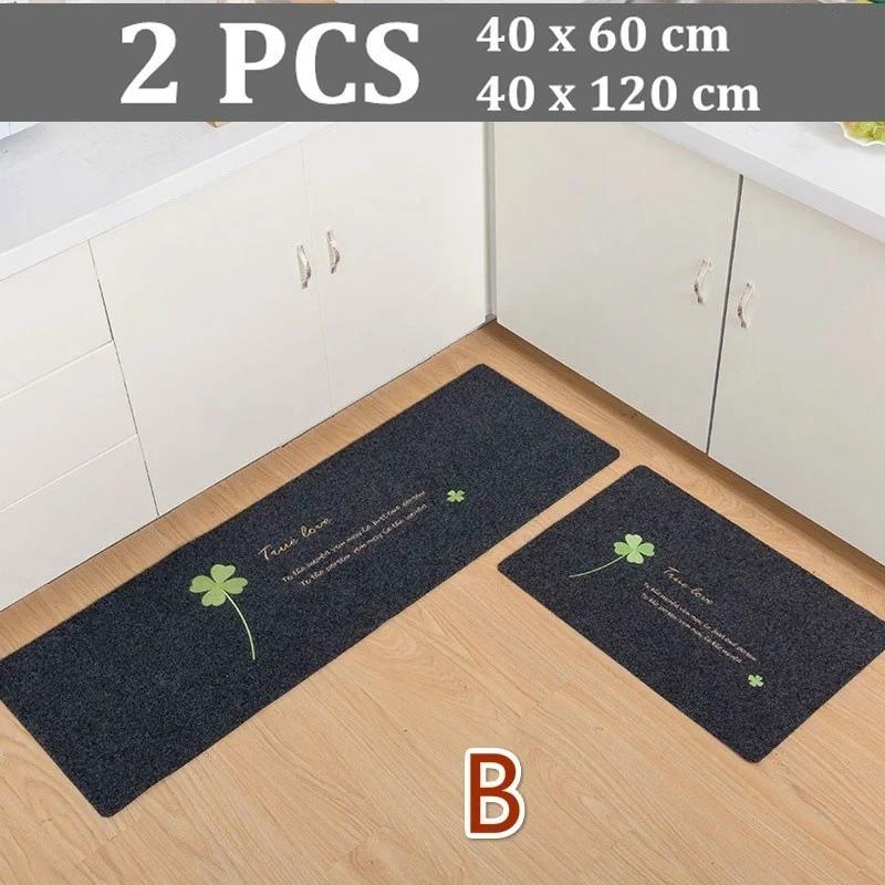 

2pcs/set Kitchen Floor Mat Entrance Mat Door Mat Modern Non-slip Waterproof Floor Rug Kitchen Mat Bath Mats Doormat 40x60and40x120