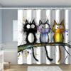 Three Cute Cartoon Cats Shower Curtain Washable Dirt-Resistant Shower Head Waterproof Polyester Bath Curtain For Home Decor