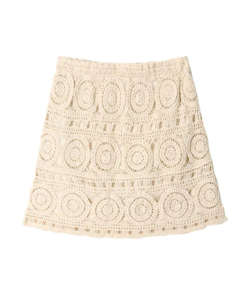 VIKINI VENDER Wesley Crochet Mini Skirt - Beige