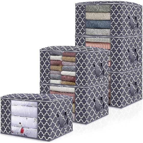 WISELIFE Storage Bags, Large Blanket Clothes Organization and Storage Containers for Bedding, Comforters, Foldable Organizer with Reinforced Handle,