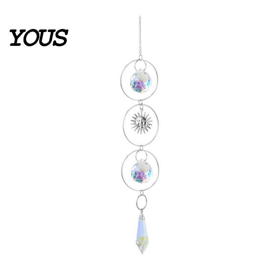 Sun Catcher Pendant Faux Crystal Suncatcher, Colorful Prisms Window Hanging Catcher, Moon Suncatcher Rainbow Maker Chain for Garden Home Decor Star