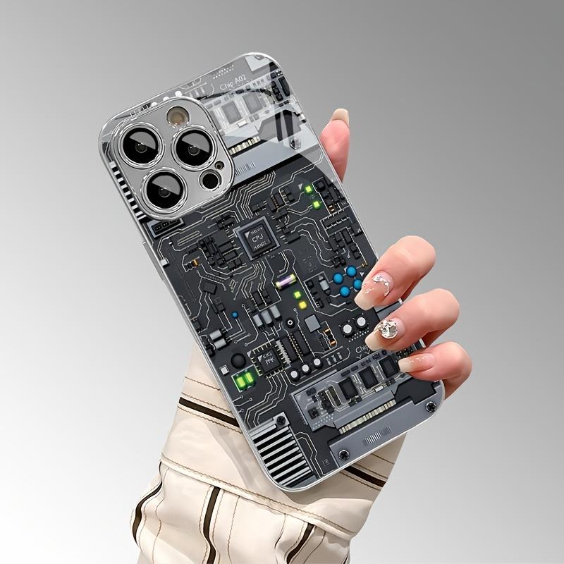 Creative Circuit Board Design Pattern Tempered Glass Electroplated Phone Case For Samsung Galaxy S23 S24 S25 Ultra Plus FE Cover