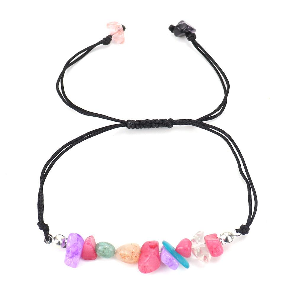 Hand Woven Natural Crystal Gravel Amethyst Agate Bracelet Bracelet Adjustable B55