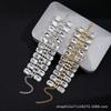 Exquisite Double Row Square Rhinestone Wedding Bracelet Bangle