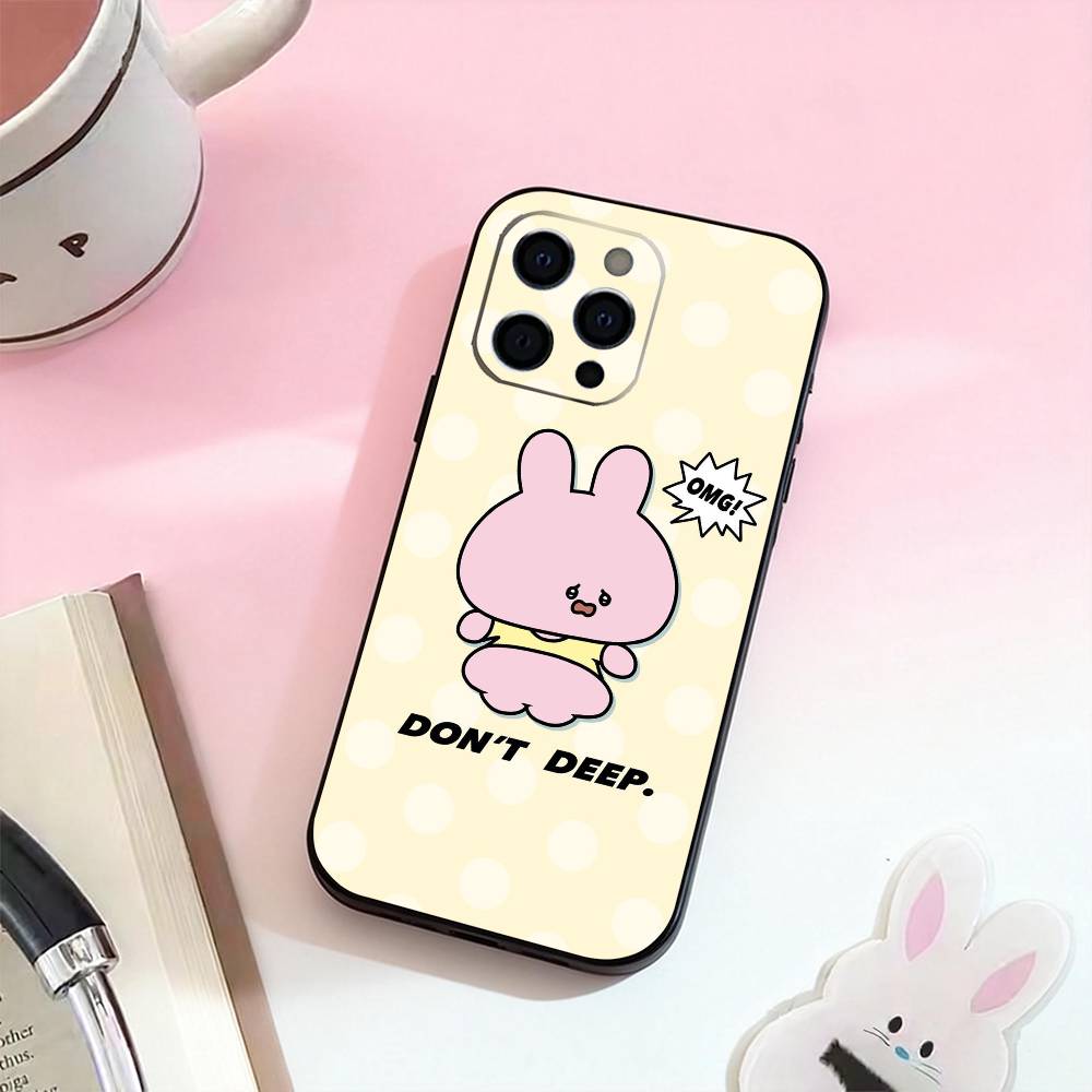 CUTE A-Asamimichan   Phone Case For iPhone 17,16,15,14,13,12,11 Plus,Pro Max,Soft Silicone Black Cover
