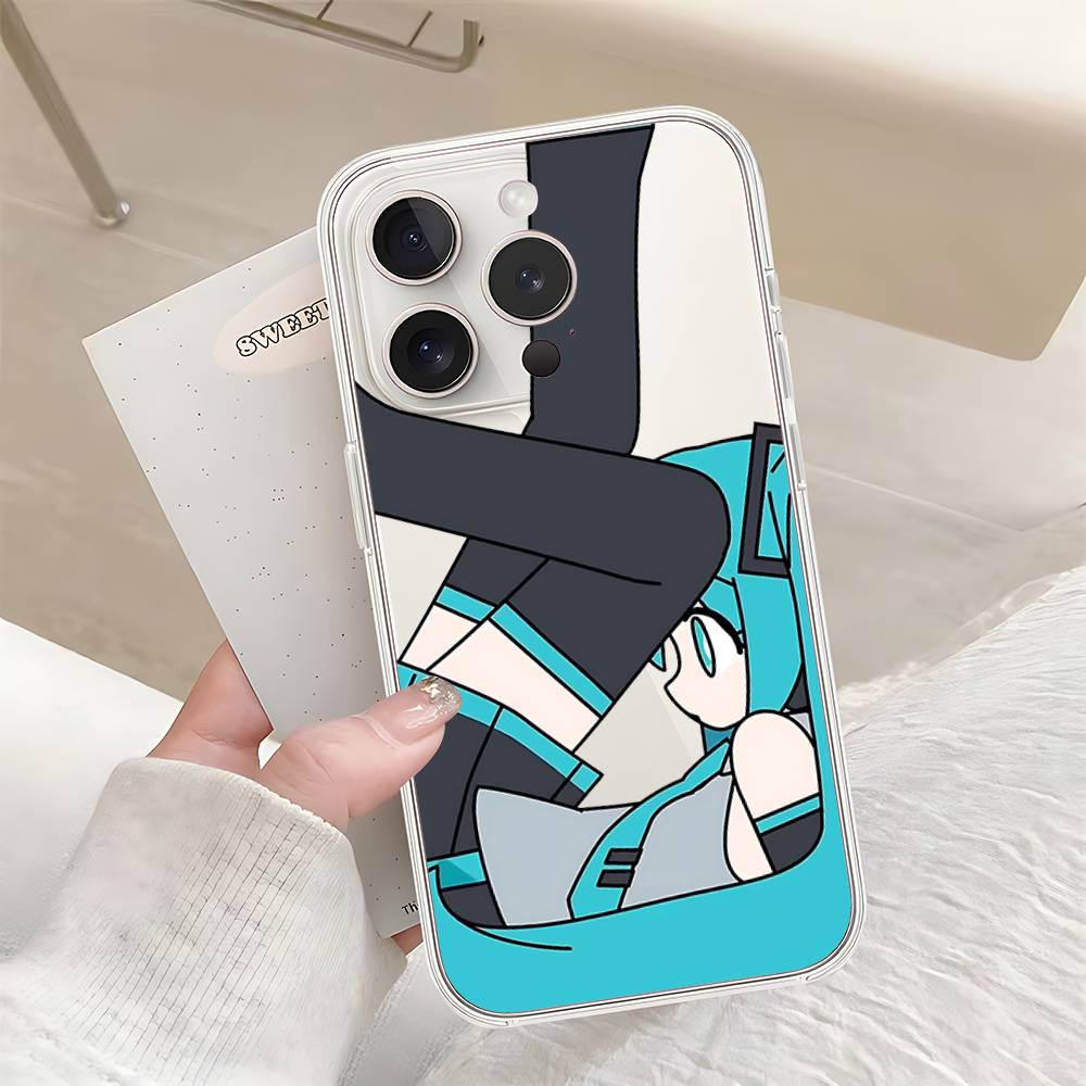 Kawaii H-Hatsune Miku-S Phone Case For Iphone17 16 15 11 13 14 Pro Max 7 8 Plus X Xr Xs Max Se2020 12mini Transparent Cov