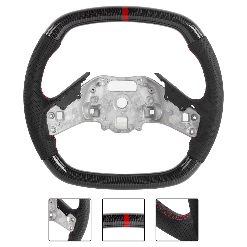 Custom Carbon Fiber Steering Wheel Nappa Perforated Leather Fit for Chevrolet Corvette C8 2020+