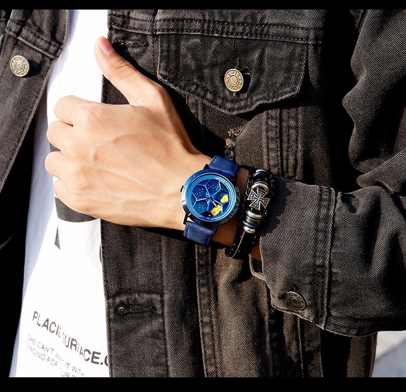 Sanda Men's Personalized Quartz Watch - Leather Strap, Waterproof, Rotating Dial
