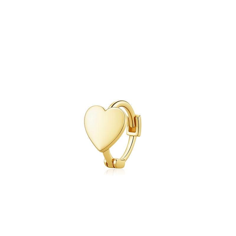 18K Gold Earrings Plain Gold Cartilage Hoop Fashion Versatile Light Luxury Love Ear Hook Body Piercing Jewelry