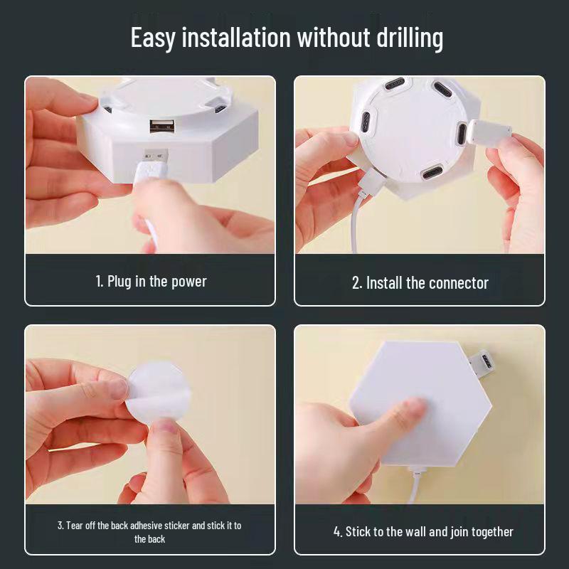 2021 RGB LED Color-Changing Honeycomb Decorative Wall Lamp