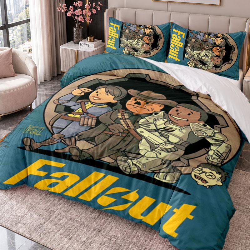 Fallout Vault Boy 3Pcs Bedding Set Duvet Cover With Two Pillowcases For Bedroom Home Decoration