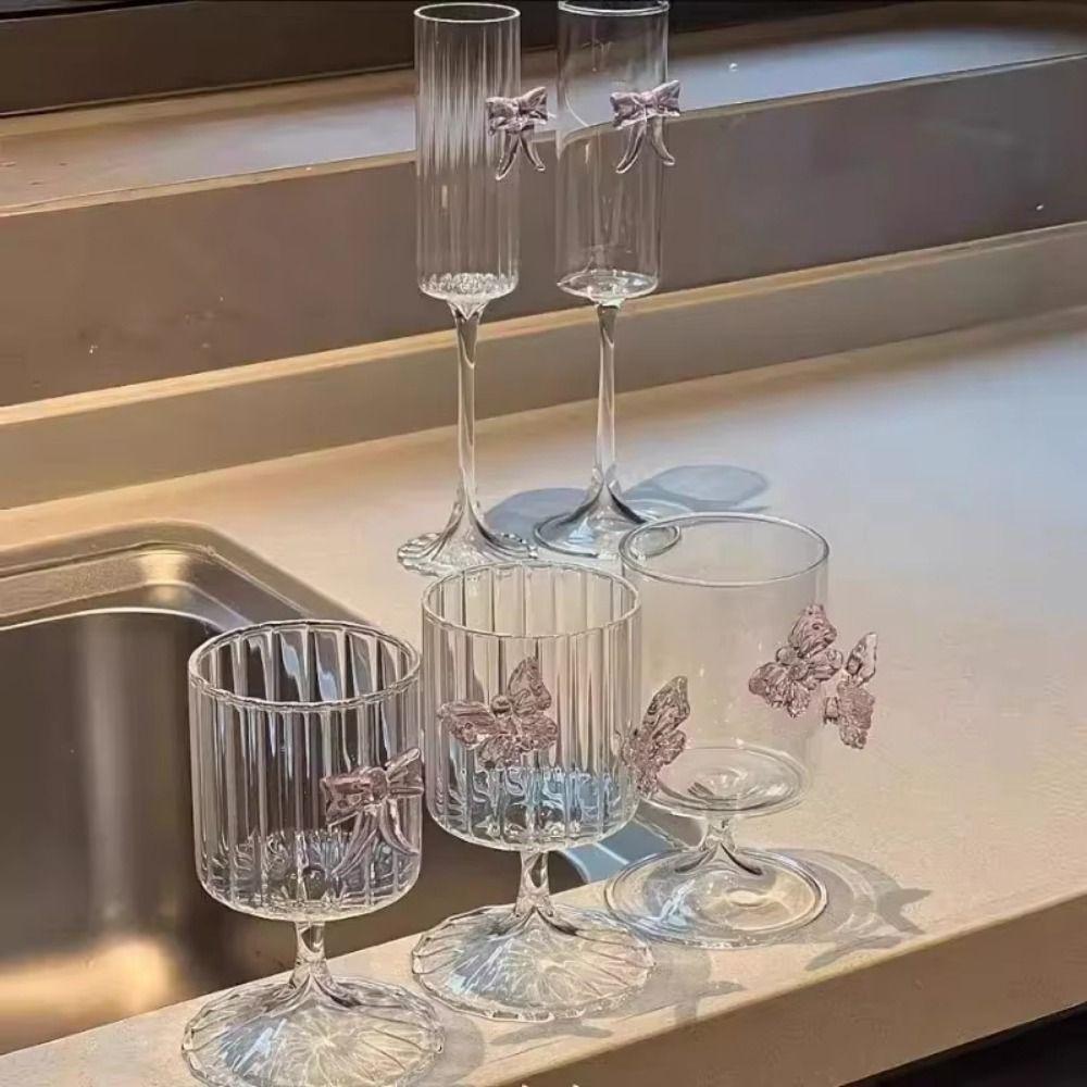 Decorative INS Butterfly Wine Glass INS Champagne Drinkware Glasses High Legged Glass Cup Women