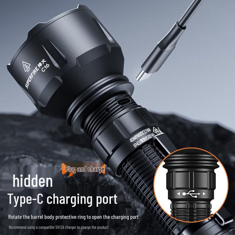 SupFire C16 High-Power Rechargeable LED Flashlight