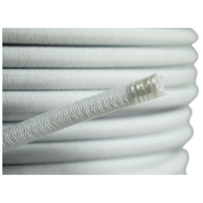 Sandow élastique BLANC professionnel 9mm (Rouleau de 25 mètres) - Anti-UV - Très résistant