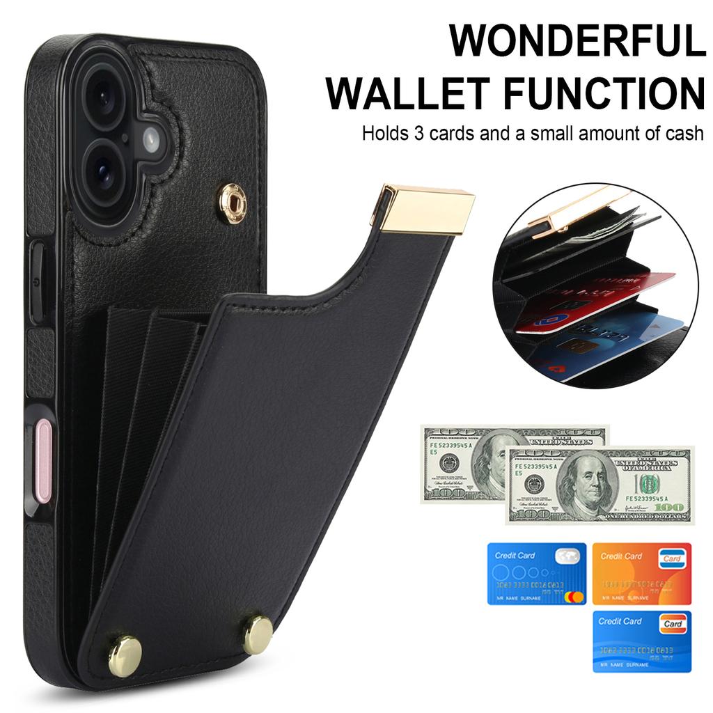 For iPhone 17 Case TPU + PU Leather Hardware Decor Phone Cover with Card Holder