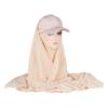 Bubble Pearl Chiffon Shawl with Baseball Cap Hat Wrap Veil Instant Hijabs Bandana Turban Muslim Women Ready To Wear Head Scarf