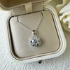 Vinregem 100% 925 Sterling Silver VVS1 3EX D Color 1CT 6.5 MM Real Moissanite Diamond Gemstone Flower Pendant Necklace Fine Jewelry GRA
