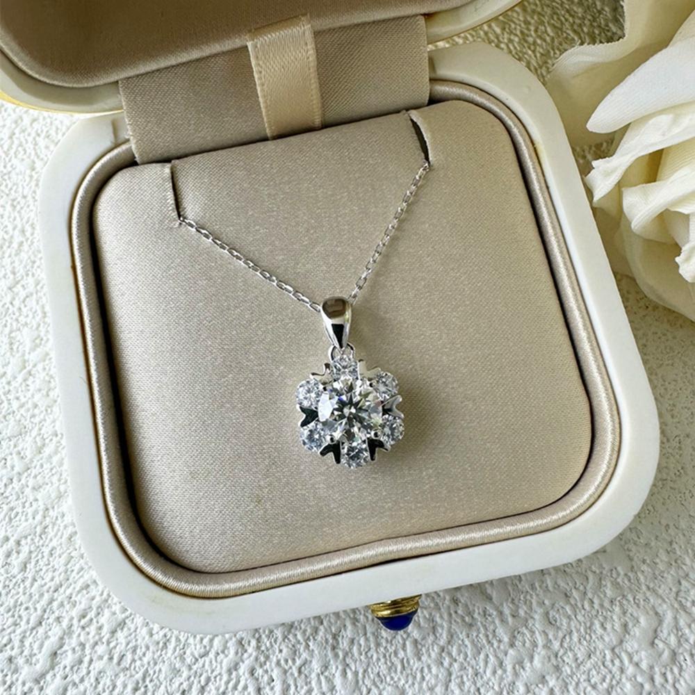 Vinregem 100% 925 Sterlingsilber VVS1 3EX D Farbe 1CT 6,5 MM Echter Moissanit Diamant Edelstein Blume Anhänger Halskette Echtschmuck GRA