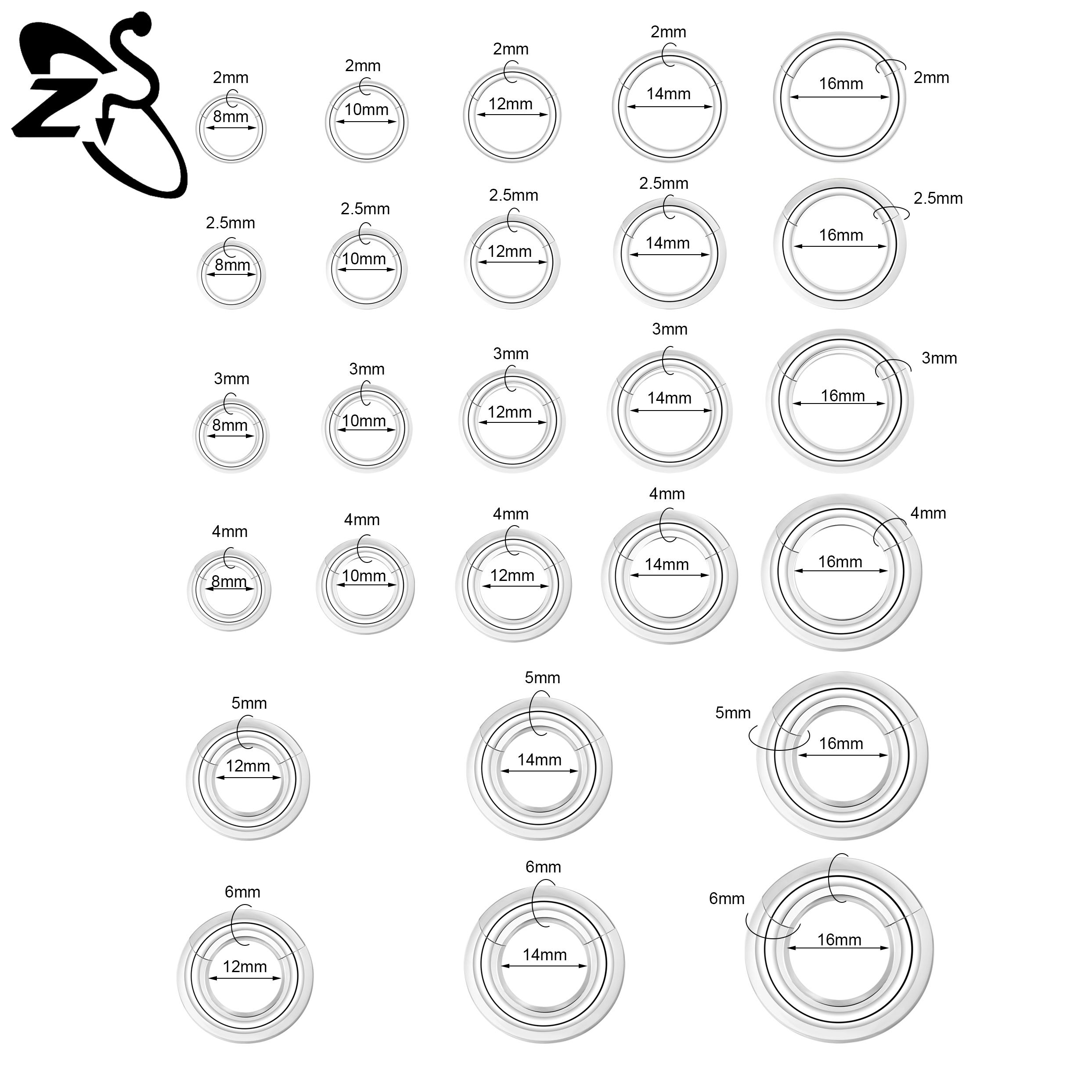 

ZS 1 PC 2/4/6/8/10/12G Stainless Steel Hoop Earring Punk Large Size Ear Gauges Ear Expander Nostril Cartilage Piercings Jewelry 2MMx14MM серебряный