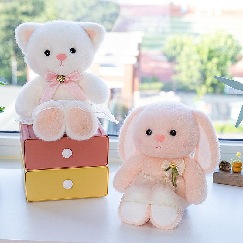 Girl Heart Flower Skirt Rabbit Plush Toy Girl Birthday Gift Bow Cat Office Pillow Soothing Doll
