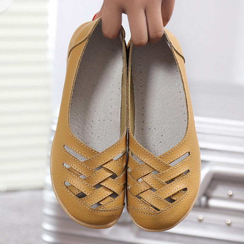 Loafer Shoes For Women Hollow Out New Moccasin Shoes Women'S Ballet Flats PU Genuine Leather Female Shoes Woman Loafer Shoes Tenis Feminino