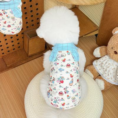 Pet Vest with Traction D-Ring Sleeveless Dog Harness Cartoon Print Soft Breathable Fabric Loose Fit Bow Tie Decor Dog Vest
